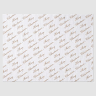 White "Merry Christmas" Gold Script Seidenpapier