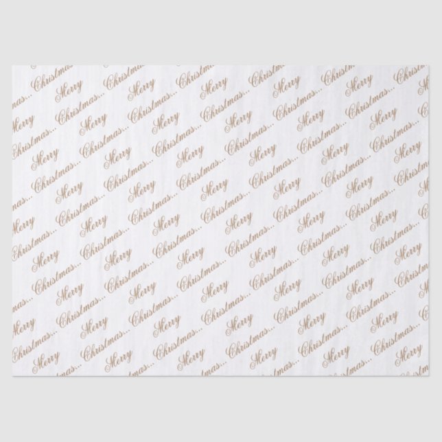 White "Merry Christmas" Gold Script Seidenpapier (Vorderseite)