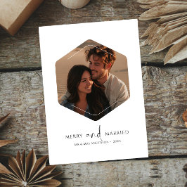 White Merry & Verheiratet Christmas Polygon Foto Feiertagskarte