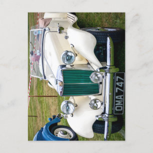 White MG TD Klassiker britischer Sportwagen Jigsaw Postkarte
