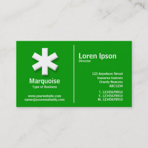 White Middle Rule Asterisk - Green (00990) Visitenkarte