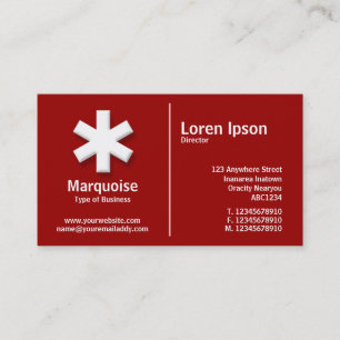 White Middle Rule Asterisk - Maroon (99000) Visitenkarte