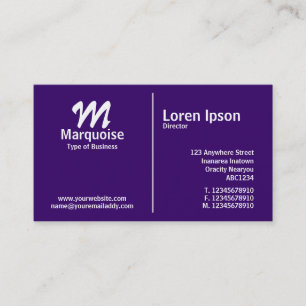 White Middle Rule Monogram - Dark Violet Visitenkarte