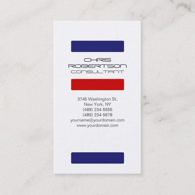White Midnight Blue Red Attractive Business Card Visitenkarte (Vorderseite)