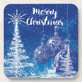 White & Midnight Blue Snow Frohe Weihnachten Untersetzer
