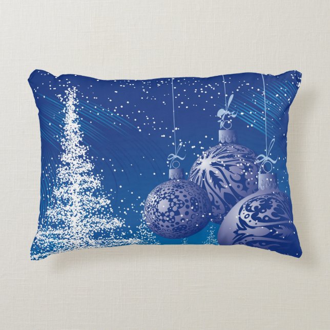 White & Midnight Blue Weihnachtsschmuck & Bäume Zierkissen (Vorderseite)