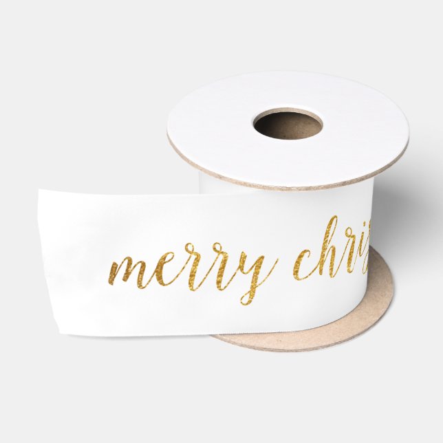White Milk Golden Frohe Weihnachten Satinband (Spule)