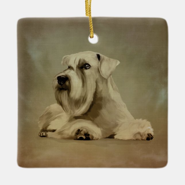 White Miniature Schnauzer Keramikornament (Vorderseite)
