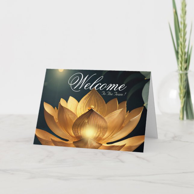 White Minimal Lotus Willkommenskarte Karte (Vorderseite)