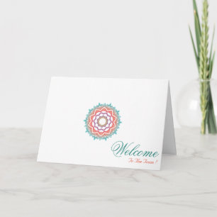 White Minimal Mandala Kunst Willkommen Karte