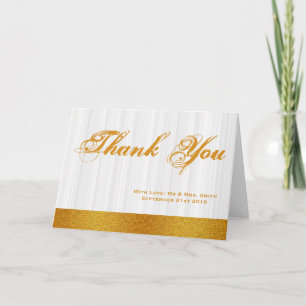 White Minimal mit Gold Abzeichen Band Danke Card