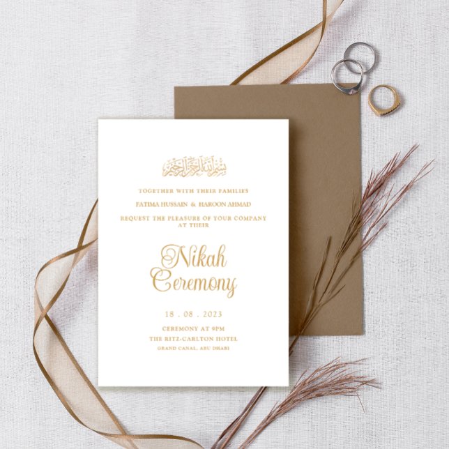White Minimal Modern Nikah Zeremonie muslimische H Einladung (Von Creator hochgeladen)