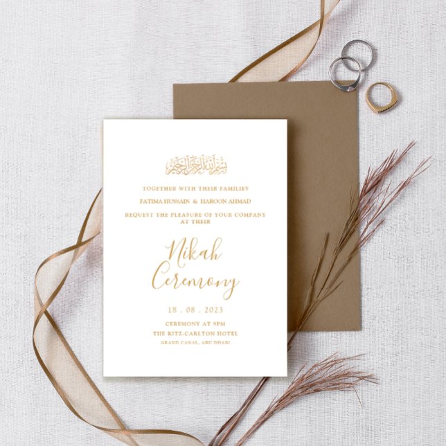 White Minimal Simple Nikah Zeremonie muslimische H Einladung (Von Creator hochgeladen)