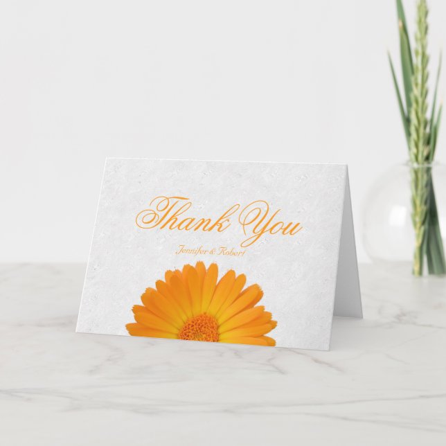 White Minimal Wedding Vielen Dank Daisy Dankeskarte (Vorderseite)