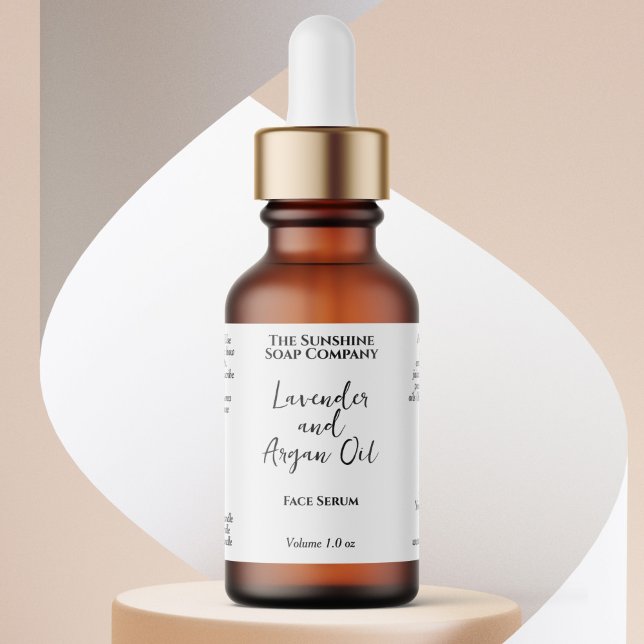 White Minimalist Cosmetics Dropper Bottle  Adressaufkleber (Von Creator hochgeladen)