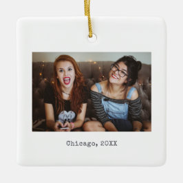 White Minimalist Foto von Keepsake Christmas Keramikornament