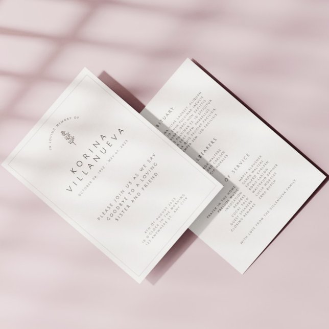 White Minimalist In Loving Memory Funeral Program Programm (Von Creator hochgeladen)