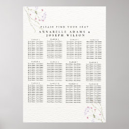 White Minimalist watercolor flowers Seating Charts Poster
