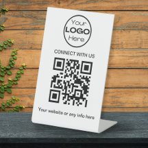White Minimalistic Business Logo und QR Code