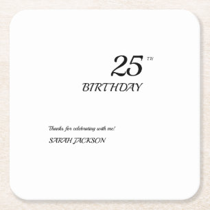White Minimalistisch Birthday Paper Untersetzer