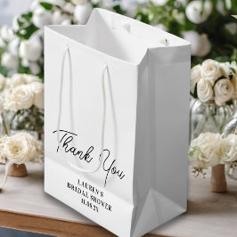 White Minimalistisch Brautparty Vielen Dank Mittlere Geschenktüte