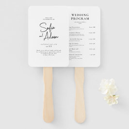 White Minimalistisch Elegant Wedding Program Fächer