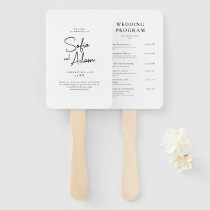 White Minimalistisch Elegant Wedding Program Fächer