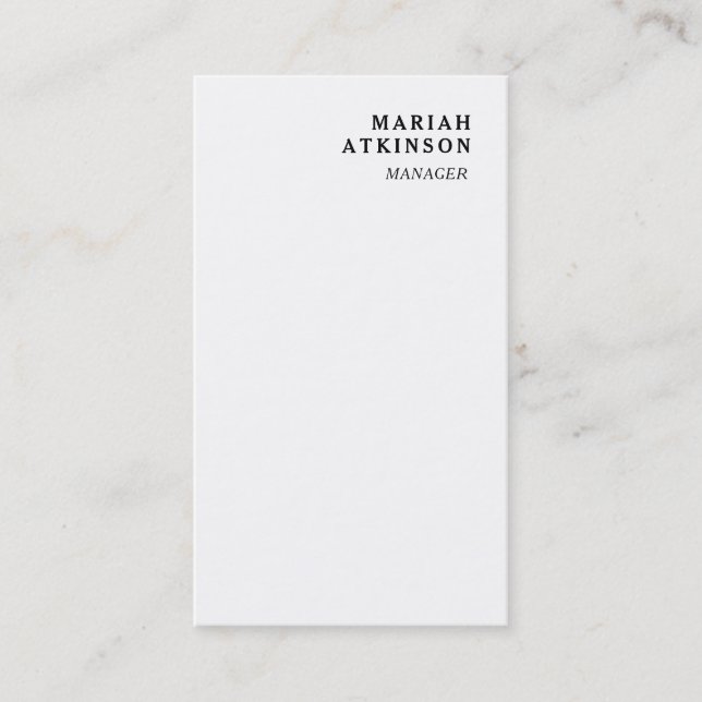 White Minimalistisch Elegante Persönliche Präsenta Visitenkarte (Vorderseite)
