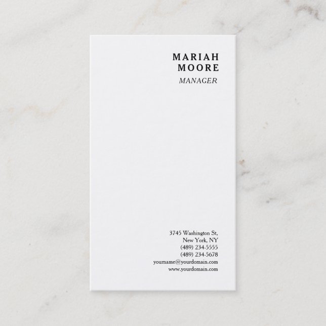 White Minimalistisch Personal Präsentation Visitenkarte (Vorderseite)