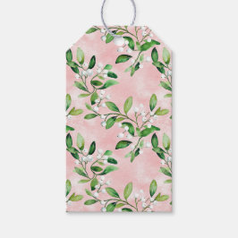 White Mistletoe On Pink Vintage Weihnachten Geschenkanhänger