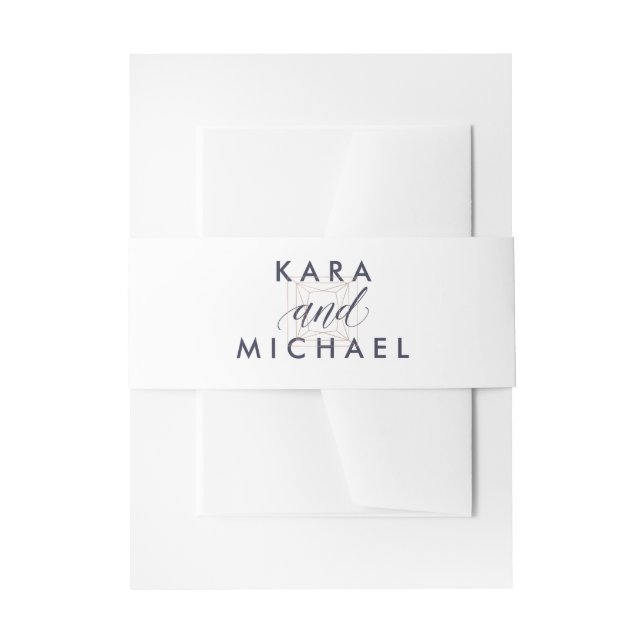 White mit Midnight Blue Calligraphy und Diamond Einladungsbanderole (Vorderseite Beispiel)