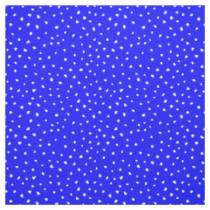 White Modern Abstrakt Dots on Royal Blue Stoff