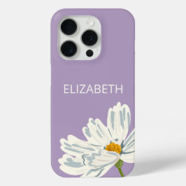 White Modern Blume Personalize Name Case-Mate iPhone Hülle