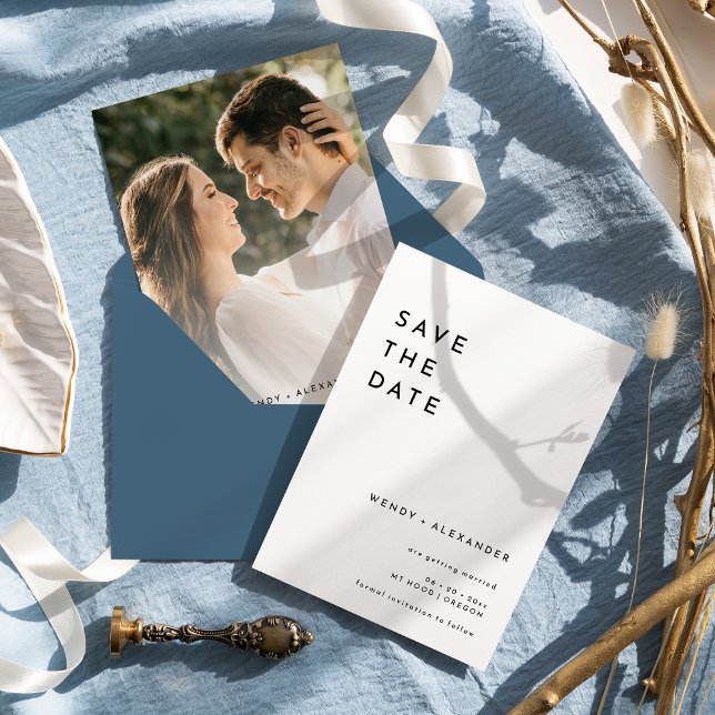 White Modern Bold Foto Wedding Save The Date (Von Creator hochgeladen)