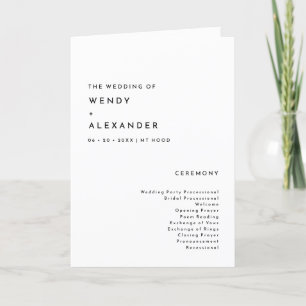 White Modern Bold Mariage Programme plié