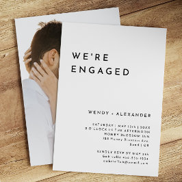 White Modern Bold Wir sind Verlobtes Foto Einladung