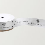 White Modern Christmas Business Logo Company Klein Satinband<br><div class="desc">Eine stilvolle und minimale personalisierte Schneeflocke und Sterne Ribbon. Fügen Sie Ihr Logo hinzu und ändern Sie den Text,  wenn Sie gewollt haben.</div>
