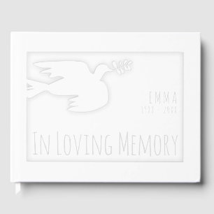 White Modern Dove Baby Celebration Livre d'or