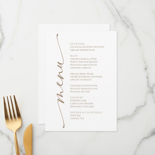 White Modern Elegant Menu  (Devant/Arrière en situation)