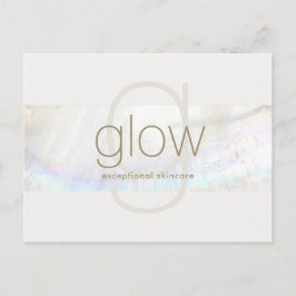 White Modern Elegante Monogram Seashell Stripe Postkarte