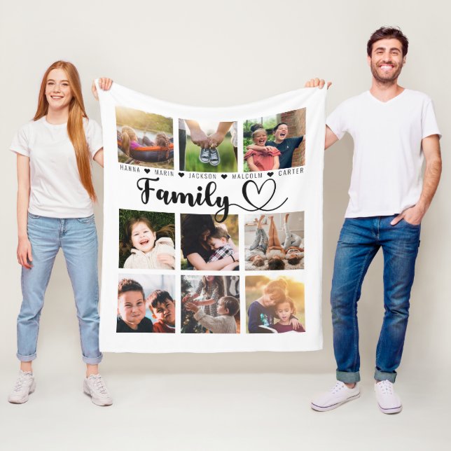 White Modern Family Erinnerungen Neun FotoCollage Fleecedecke (Beispiel)