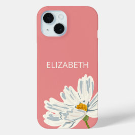 White Modern Flower Personalize Name  Case-Mate iPhone Hülle