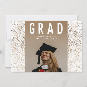 White Modern Gold Foil Botanicals Grad Foto Ankündigung