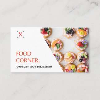 White Modern Gourmet Food Foto Catering Business  Visitenkarte