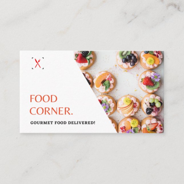 White Modern Gourmet Food Foto Catering Business  Visitenkarte (Vorderseite)