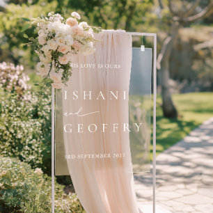 White Modern Minimal Wedding Akryllische Begrüßung Acrylschild