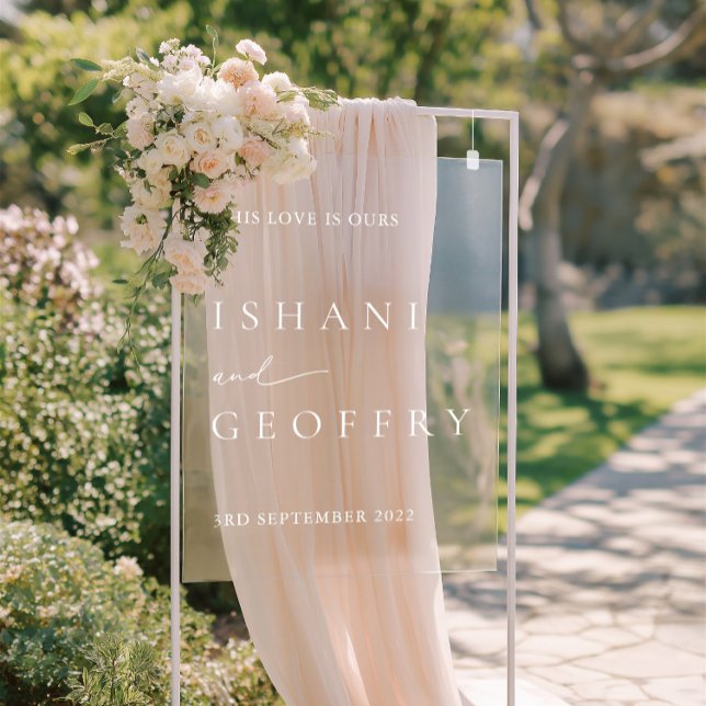 White Modern Minimal Wedding Akryllische Begrüßung Acrylschild (White Modern Minimal Wedding Acrylic Welcome Sign)