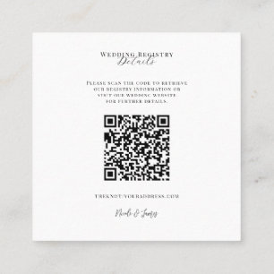 White Modern Minimal Wedding Registry QR Code Quadratische Visitenkarte