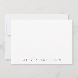 White Modern Minimalistisch Monogram Name Personal Mitteilungskarte