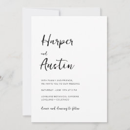White Modern Minimalistisch Script Wedding Einladung